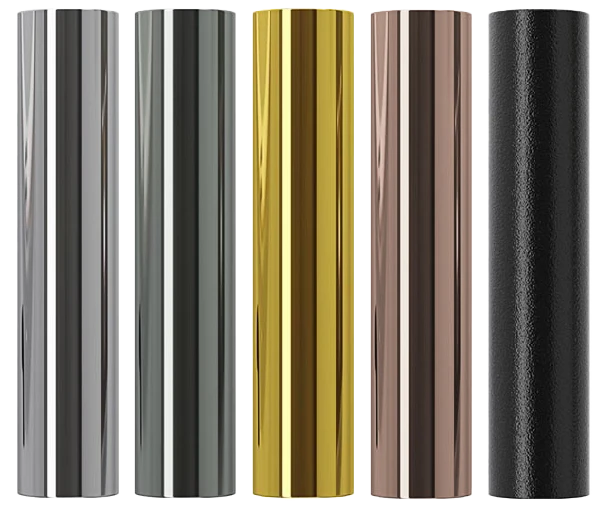 Krom, füme, gold, bronz ve siyah asansör boru renkleri