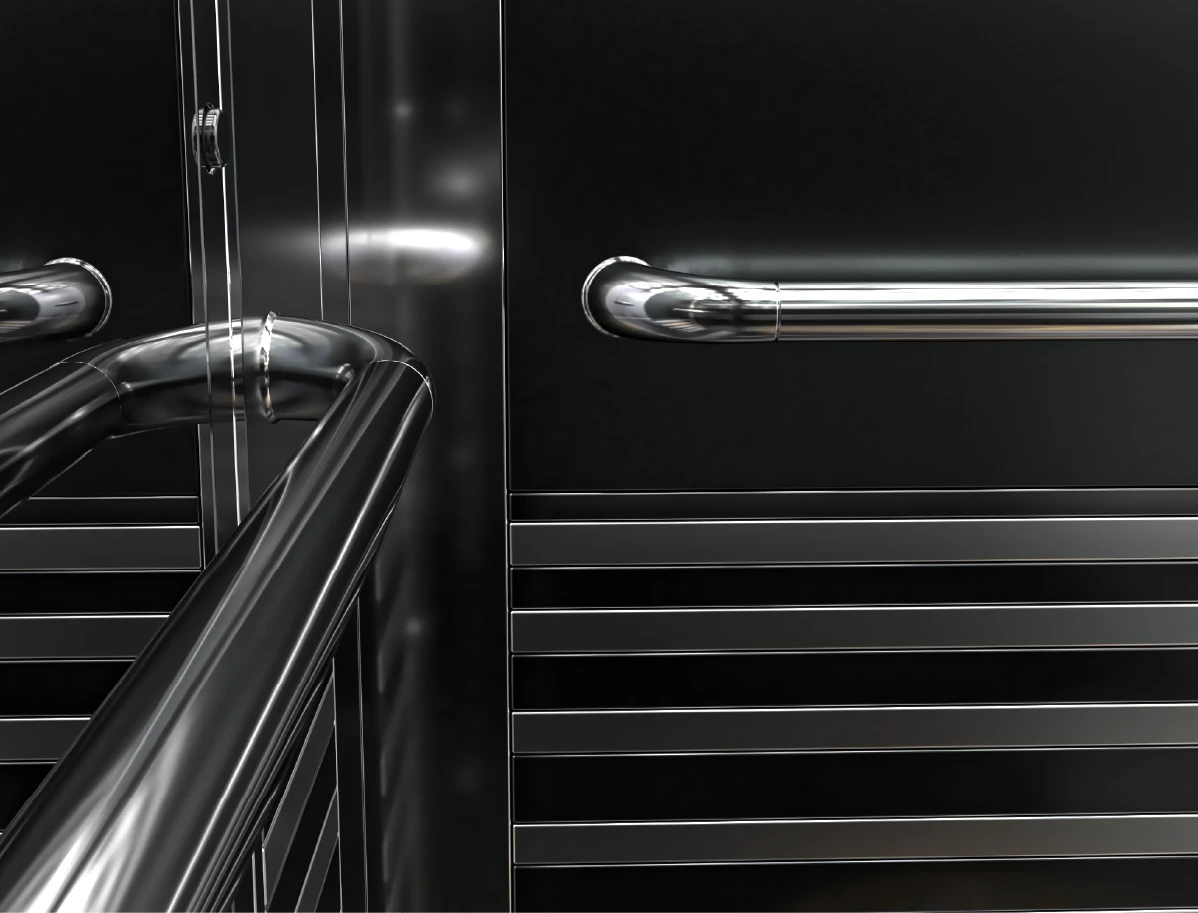 Paslanmaz çelik modern asansör küpeşte ve tutamak modeli