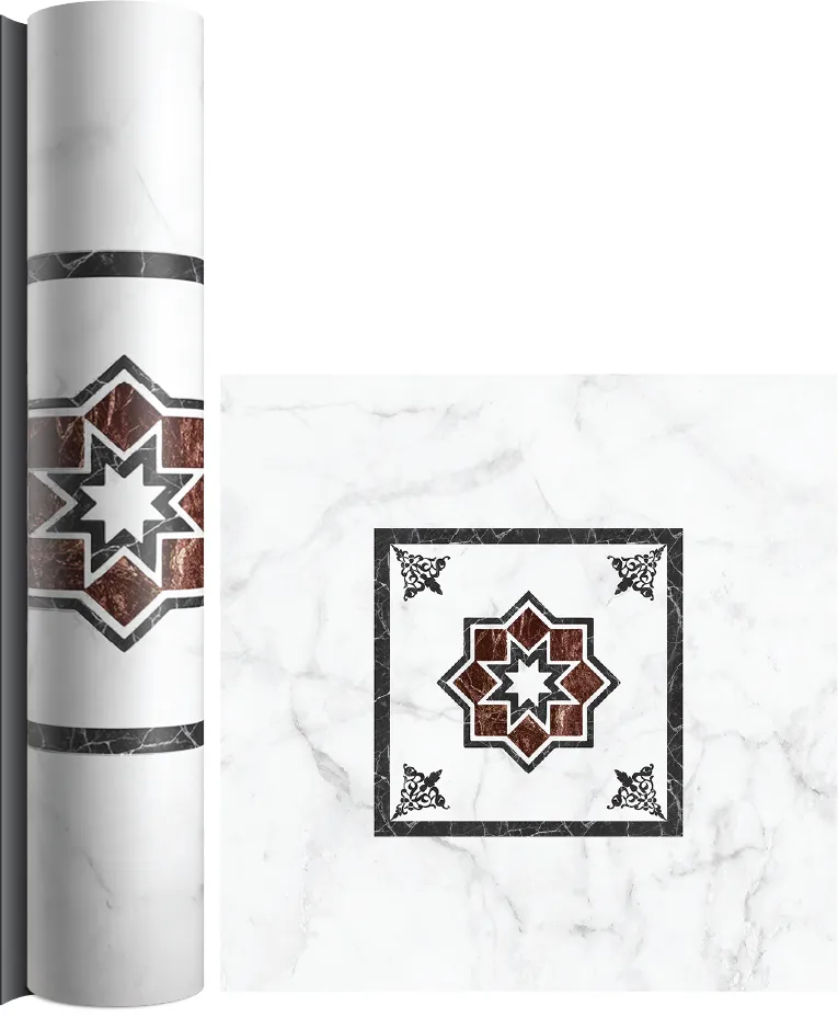 Black star motif PVC coating on white background