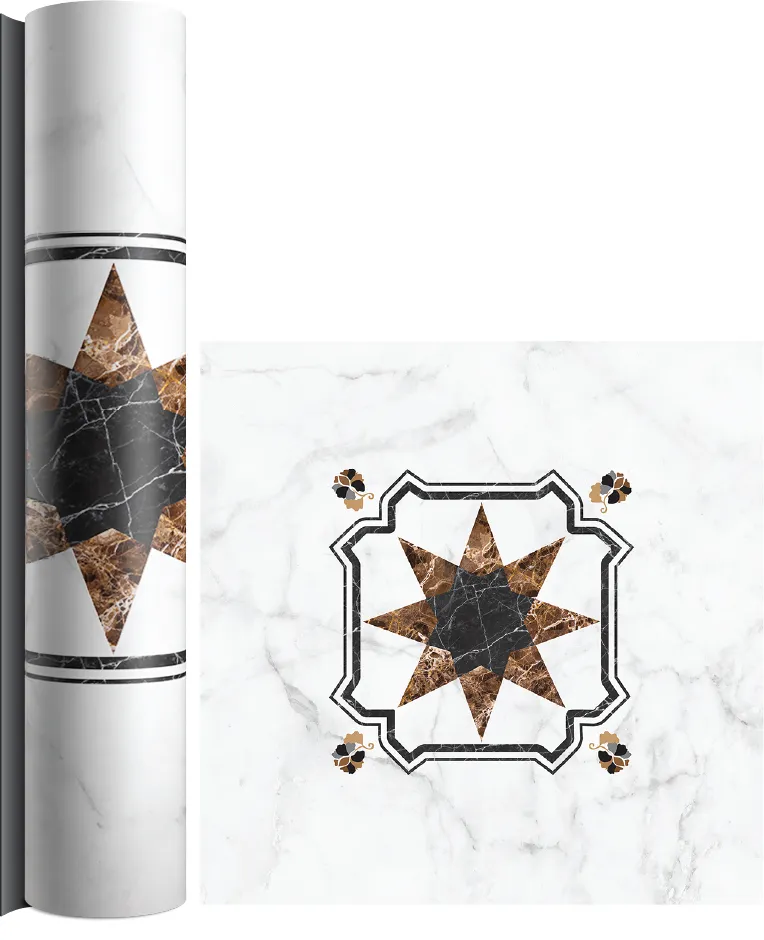 Classic marble patterned PVC flooring with star figures