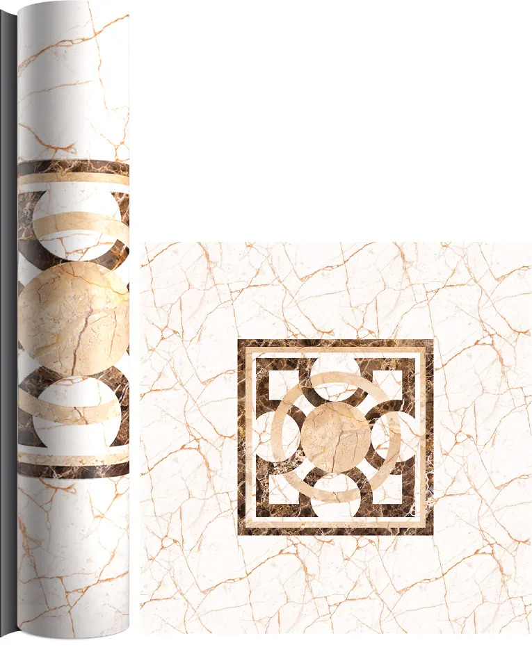 Marble textured geometric patterned PVC flooring