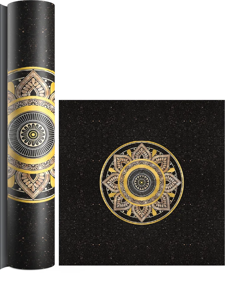 Authentic PVC floor with gold embroidery on black