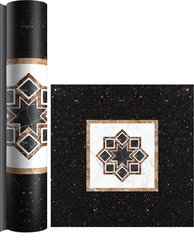 Luxury PVC floor with modern star pattern on black background